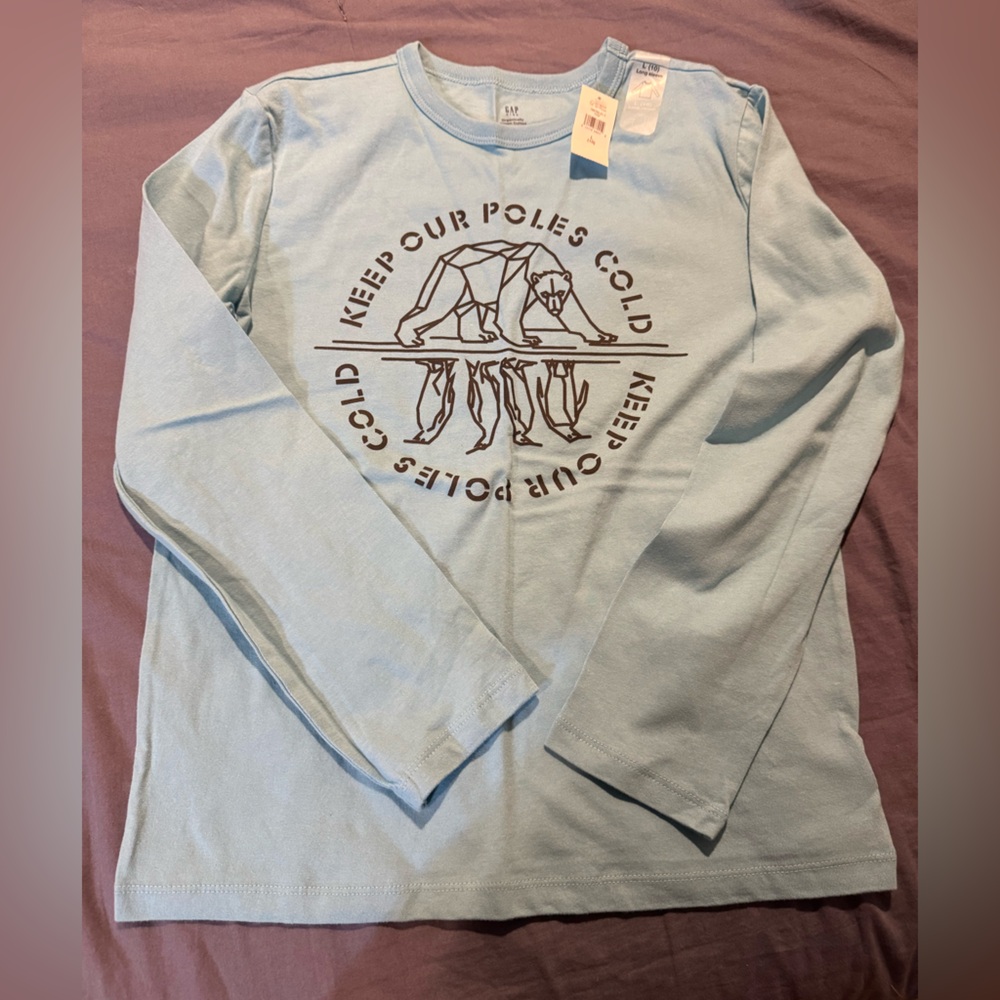GAP Light Blue Long Sleeve Graphic Tee